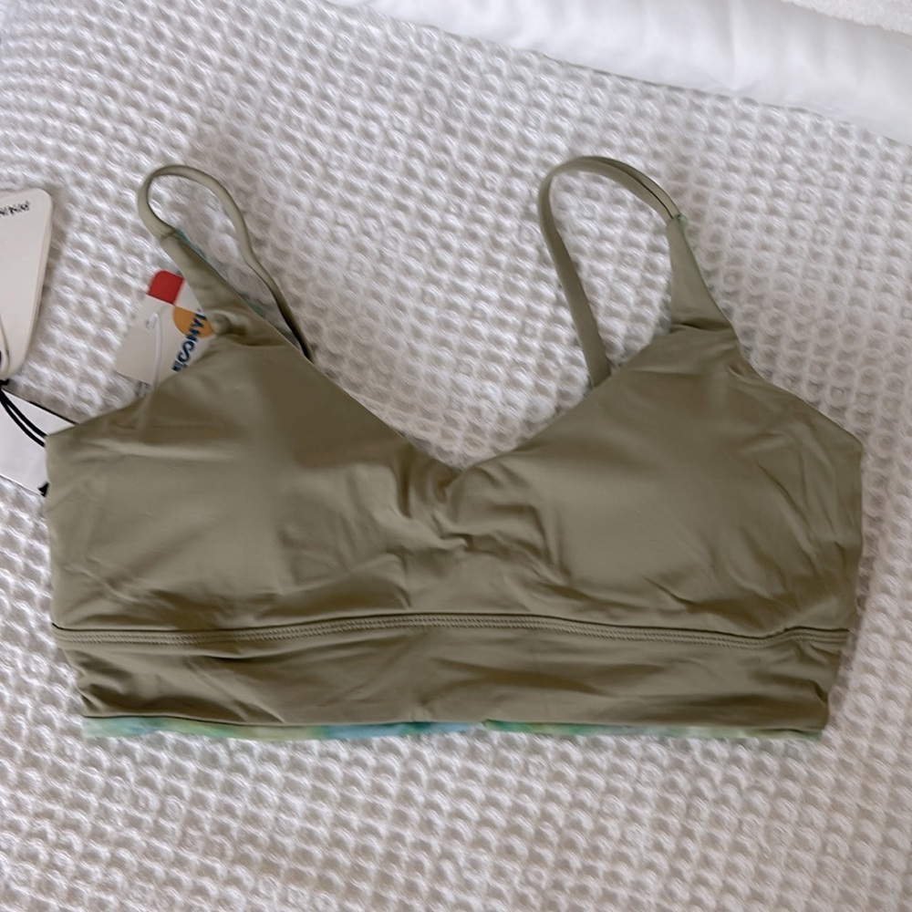 NWT Prana Blue Green tie dye Bikini Top Willow Falls Reversible Swim Sporty - Picture 7 of 10